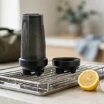 open protein shaker bottle drying with lid off to keep protein shaker bottle from smelling